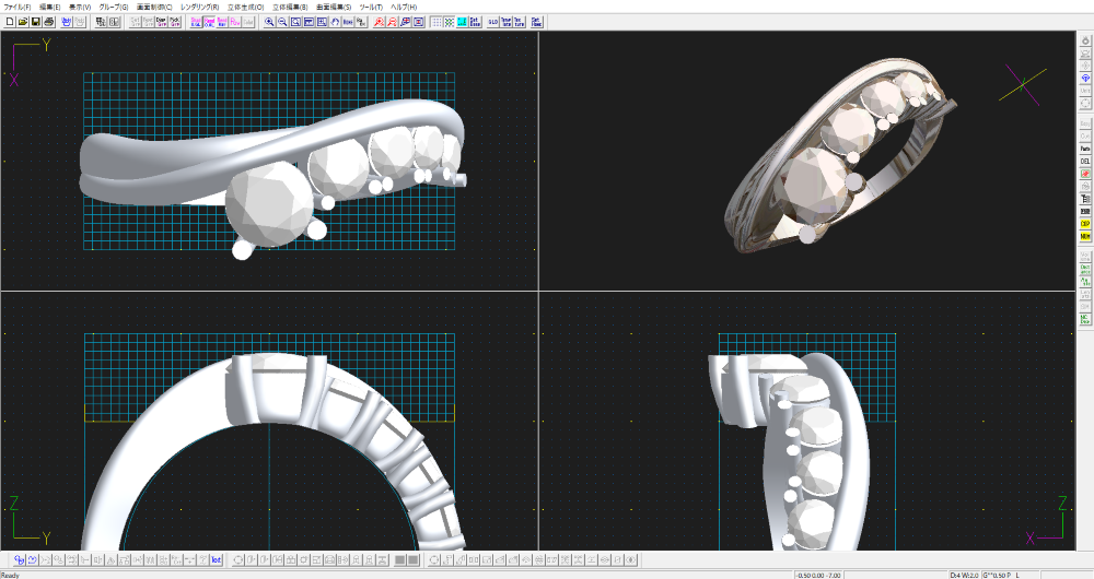 広島市西区K様　プラチナダイヤリングリフォーム　３DCAD